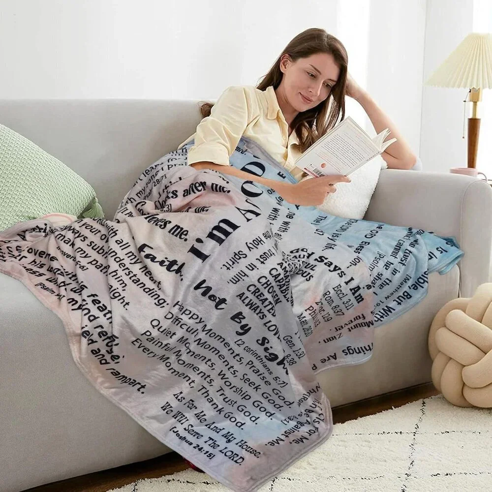 Christian Blanket Flannel 60x50 Faith Scripture Cozy Religious Gift